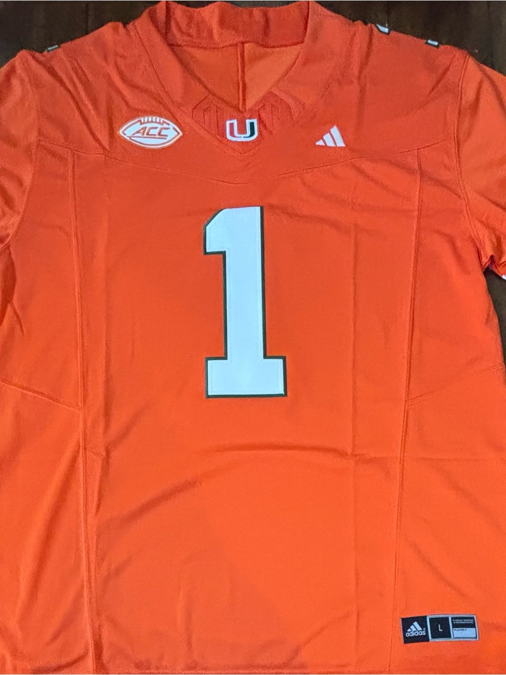 Malachi Toney Miami Hurricanes Stitched Orange Jersey #1 Adult Large NWT